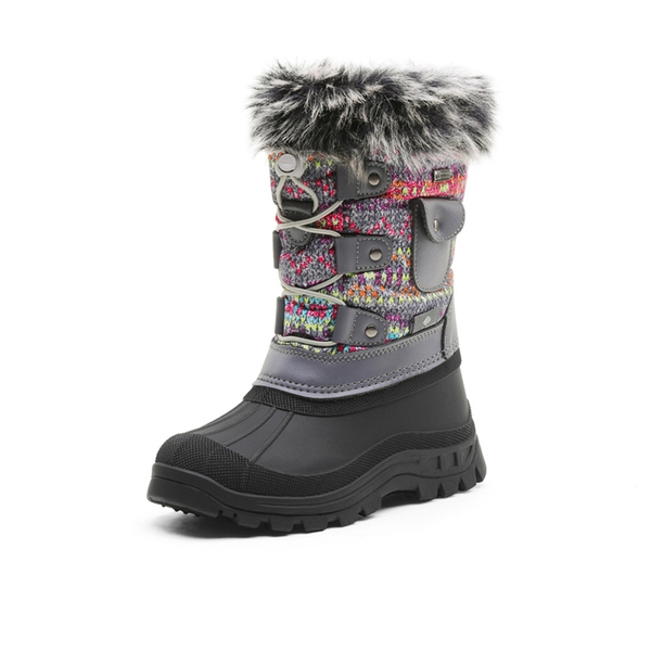 Kids Waterproof Warm Snow Boots - GREY MULTI -  0